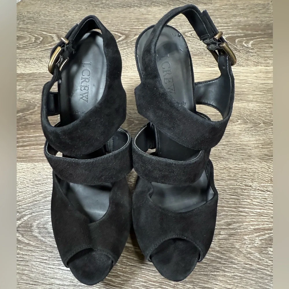 J. Crew Shoes sz:7.5‎ Black Suede Leather Strappy 4